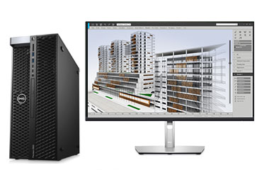 戴尔DELL T5820 BIM建筑设计电脑（英特尔至强 W-2265, 3.5GHz, 12核丨64GB DDR4内存丨1TB 固态+4TB 机械硬盘丨NVIDIA RTX A2000 12GB显卡丨27英寸 显示器）