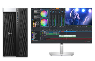 视频剪辑师电脑 戴尔T7920工作站（英特尔至强金牌 5220R, 2.2GHz, 24核丨128GB, DDR4 内存丨512GB 固态+12TB, 机械硬盘丨AMD W5500, 8GB显卡丨27英寸 4K显示器）