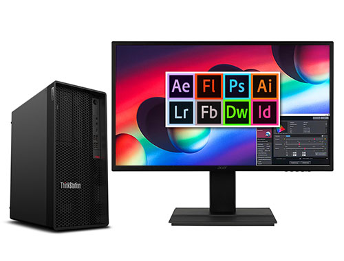 PS/LR/AI图形设计电脑  联想P360工作站（英特尔酷睿 i5-12600K, 3.7GHz, 10核丨32GB DDR5内存丨1TB M.2固态硬盘丨GTX 1660 6GB显卡丨27英寸显示器）