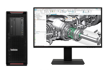 CAD/SW/UG/CATIA机械制图电脑 联想P720工作站（2颗*至强金牌 5220R, 24核丨256GB DDR4 内存丨1TB 固态+4TB 机械硬盘丨A4000 16GB显卡丨27寸显示器）