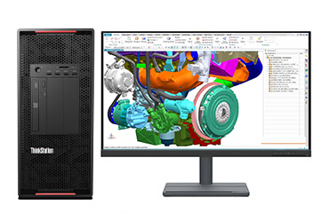 CAD/SW/UG/CATIA机械设计建模电脑  联想P920塔式工作站（2颗*至强银牌 4216, 16核丨256GB 内存丨2TB固态+4TB机械硬盘丨RTX A4000 16GB显卡丨27寸显示器）