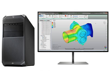 仿真渲染电脑 HP Z4 G4 塔式工作站 （英特尔至强 W-2265，12核丨256GB DDR4-2933 内存丨1TB 固态+4TB  机械硬盘丨NVIDIA RTX A4500，20GB显卡丨惠普27寸显示器）
