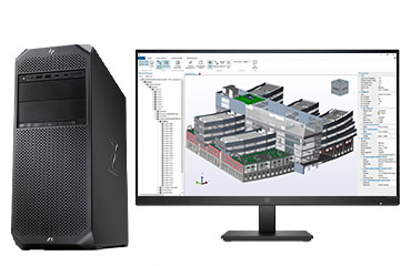 三维建筑设计电脑 HP Z6 G4 塔式工作站 （英特尔至强银牌 4210R，10核丨64GB DDR4 内存丨512GB M.2固态+2TB 机械硬盘丨NVIDIA RTX A2000，6GB显卡丨27英寸显示器）